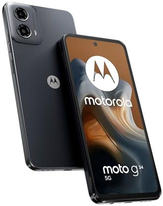 Motorola Moto g34 5G Smartphone (6,53-HD+-Display, 50-MP-Kamera, 4 GB / 128 GB, 5000 mAh, Android 14) Charcoal Black, inkl. Schutzcover [Exklusiv bei Amazon]