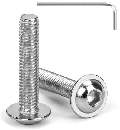 Tunejoy Tornillos de Cabeza Alomada con Brida M6 x 30 mm Tornillo de Cabeza Hexagonal de Acero Inoxidable A2 V2A Tornillos Máquina con llave Allen Rosca Completa 20 Piezas