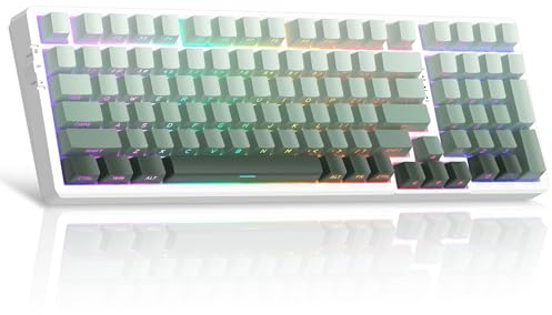 MageGee LIGHT100 Wireless Creamy Keyboard, Gasket Structure Hot Swappable, 2.4G/USB-C/BT5.0 RGB Backlit Mechanical Gaming Keyboard for Win/Mac/PC, 8000mAh Battery, Side Printed PBT Keycap, Green