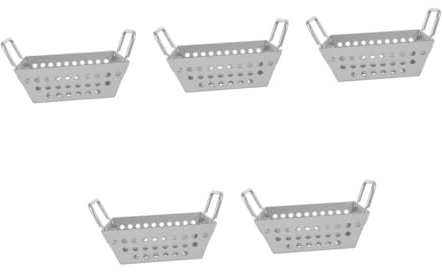 Juego de 5 cestas de acero inoxidable para barbacoa para verduras y carne, utensilios de cocina para barbacoa, suministros de barbacoa para asar verduras, carnes y más, color plateado