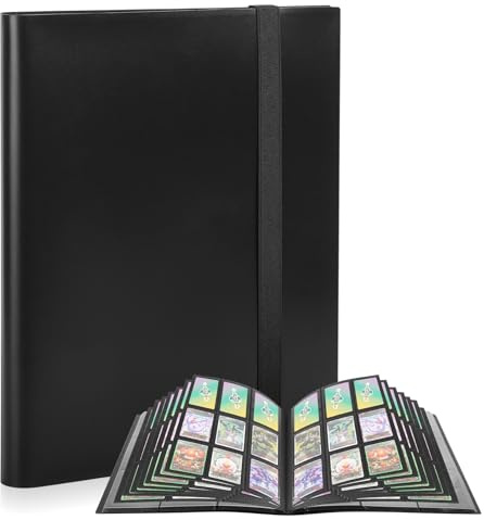BieMian Sammelkarten Album, Sammelkarten Ordner Binder Album für bis zu 360 Karten, Sammelalbum Karten Sammelordner Sammelheft Sammelmappe groß, für Yugioh Sportkarten Fußballkarten(Schwarz)