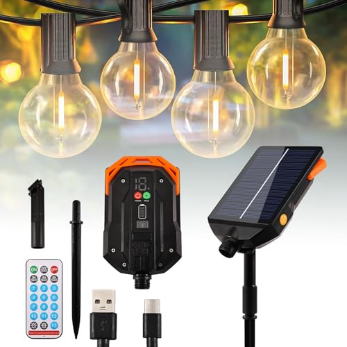 Panneau solaire de rechange pour guirlande lumineuse avec télécommande et port de charge USB, module solaire 24 V pour guirlandes lumineuses LED extérieures, étanche IP65, 13 modes d'éclairage