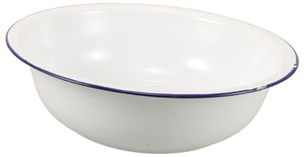 SOIMISS Tragbare Vintage Emaille Fußbadewanne 34cm Weiß Vielseitiges Fußbecken Zum Einweichen Der Füße Und Waschen Robustes Emailliertes Waschbecken Für Fußbad Und Haushalt
