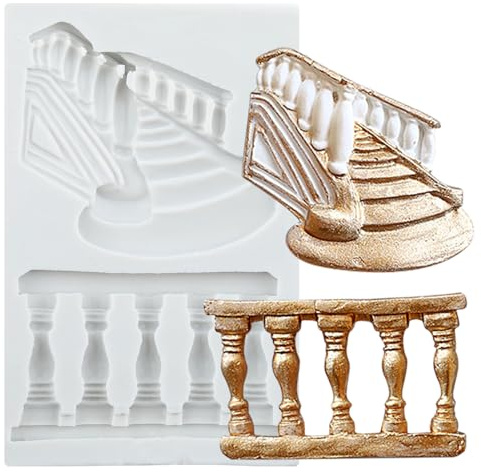 Sijiangmold Stampo in silicone per ringhiere per scale, fondente per ringhiere, balaustre, per decorare torte, cioccolato, cupcake, topper caramelle, argilla polimerica