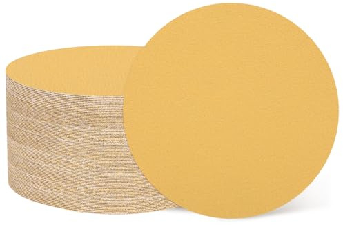 sourcing map 100 Pcs 6 Inch Sanding Discs 80 Grit Yellow Aluminum Oxide | Hook and Loop Sandpaper No-Hole Round Sanding Paper for Woodworking Automotive Metal Polishing