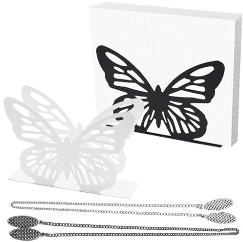 LXBCTOP 2 PCS Servilletero de Acero Inoxidable, Servilleteros De Mariposa Negra Blanco, Soporte Para Servilleteros, Soporte Servilletas, Servilletero De Mesa Apto Para Cocina, SalóN, Comedor ﻿