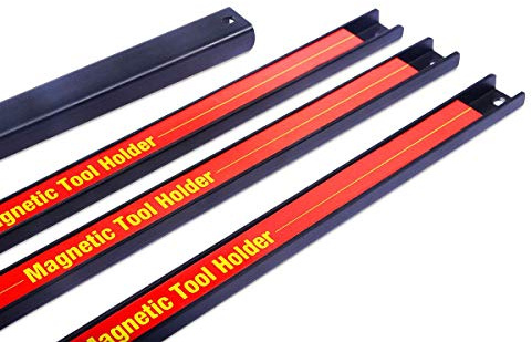 FANTASK 3X Magnetleiste Werkzeug, Werkzeughalter Wand, Magnet Werkzeughalter inkl. Montagematerial, Magnethalter 3 x 46cm (Rot)