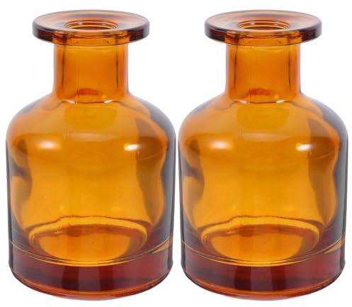 Healifty Glass Reed Diffuser Bottles: 2 Pcs Empty Diffuser Bottles for Essential Oils 150ml/5oz Refillable Fragrance Jar for Diy Fragrance Replacement Crafts, Home Aromatherapy (Amber)