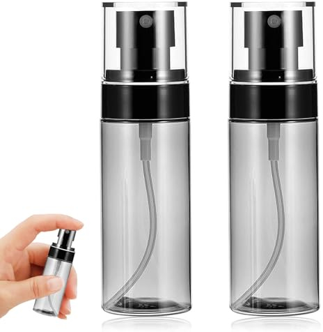 2 Stück 60ml Transparent Schwarz Sprühflasche Klein, Mini Sprühflasche, Pumpsprühflasche, Wiederverwendbar, Kleine Sprühflaschen Zum Befüllen, Sprühflaschen Befüllen, für Parfüm, Reinigungsmittel