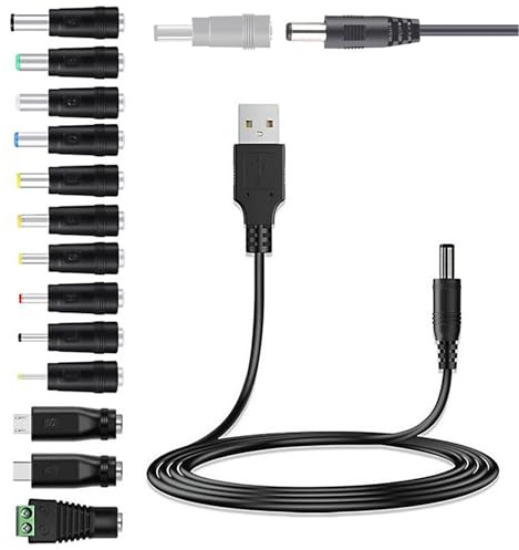 Usb Auf Dc Stecker Kabel, Stromkabel Adapterkabel, 13 In 1 Usb A Auf Hohlstecker Ladekabel, Universal Netzkabel Adapterkabel Stromkabel Mit 13 Stecker, Für Router,Rasierapparat,Tv Box,Led Streifen Usw