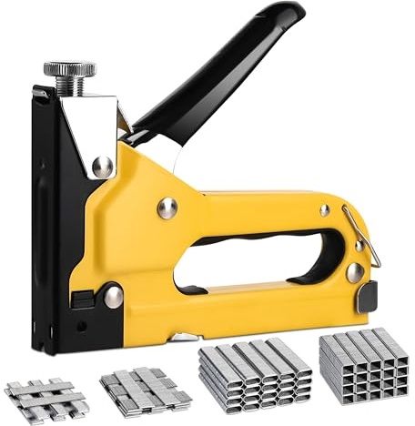 Professional 4-in-1 Heavy Duty Staple Gun, Manual Hand Operated Stapler Tool for Upholstery, Crafts, Wood, Construction