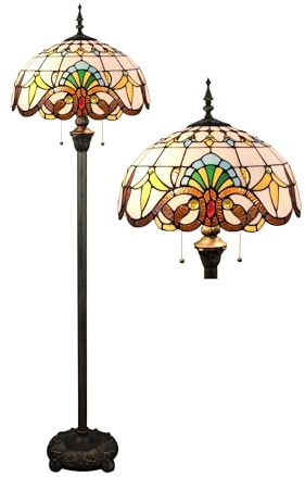 Five liters 16 Zoll Tiffany Stehlampe Liaison, Gelbe Buntglas Leselampe im Antik-Stil für Wohnzimmer & Schlafzimmer (TF-LDD16-C)