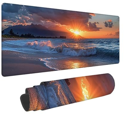Tapis de Souris de Jeu, 1400 x 600 mm XXL Tapis Souris Gaming Grand, Antidérapant Étanche, Extended Long Clavier Mouse Pad, Accessoire Bureau, pour Gamer, Ordinateur, PC, Cadeaux (Sunset Plage) X-784
