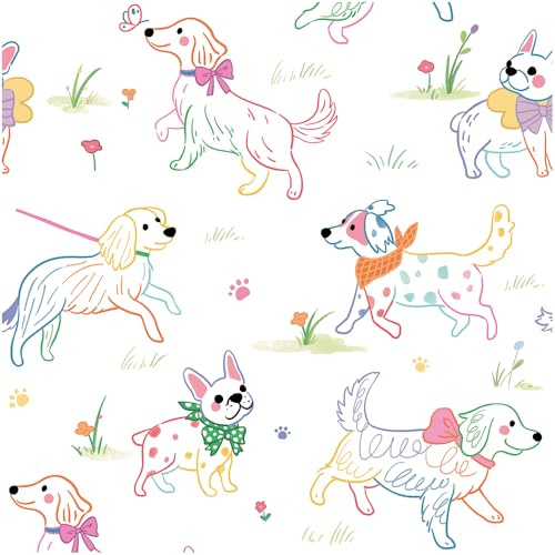 Floralplus Peel and Stick Dog Wallpaper Funny Puppy Removable Wallpaper