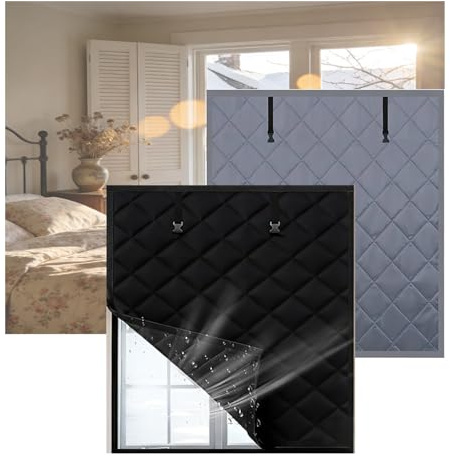 Invierno Kit Aislante Termico Ventanas, 40 80 100 120 140 160cm Kit Aislamiento Ventana de interior, Cubierta el Aislamiento Térmico de Ventanas, Cortinas Termicas Reutilizable(Gray,80x110cm)