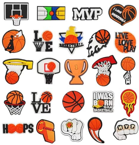 RowGlow Zapatos Charm Pins Adornos Para Croc Shoe Charm Accesorios Diy (Baloncesto 25pcs)
