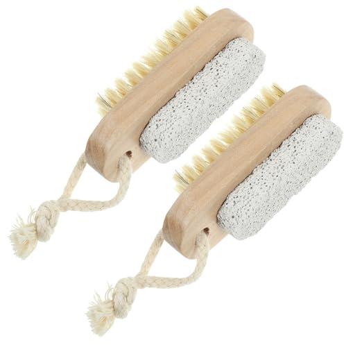 GRADENEVE Spazzola Doppia Superficie con Pietra Pomice e Setole di Maiale 2 Pezzi Design Ergonomico per Esfoliazione e Massaggio della Pelle Corpo e Piedi