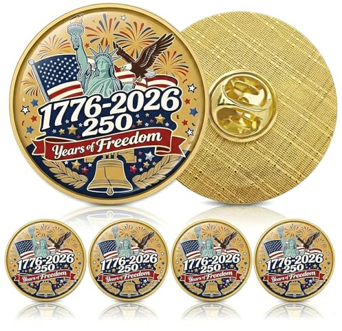 AhfuLife Pin de Solapa USA 250 Aniversario, Broches Patrióticos Metálicos Resina Esmalte, Packs 1/4/8/12/16 Uds, Ideales Para El Día Independencia USA, Sombreros, Chaquetas, Bufandas y Colección Moda