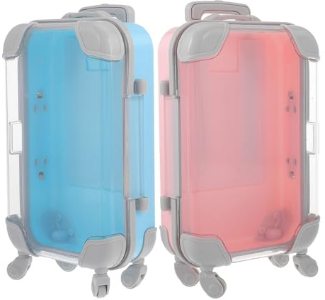Garneck 2 Piezas Mini Cajas de Pestañas Tipo Maleta, Mini Contenedores para Equipaje de Plástico, Diseño Adorable y Realista, Ligero y Protector, para Viajes y Equipaje Infantil