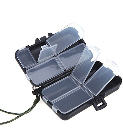 LUOEM Angelkoffer FüR ZubehöR - Kunststoff KöDerbox Mit 9 FäChern Schwarz 11.5 X 7 X 3 Cm Ideal FüR Angeln Und Outdoor-AktivitäTen
