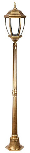 Vetrineinrete® Lampione da giardino con palo lanterna da terra luce per esterno in alluminio e vetro con portalampada E27 per vialetti ES35-C (Bronzo) P29