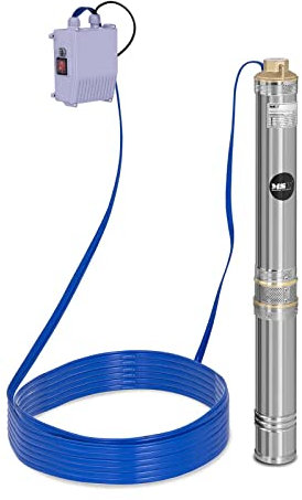 MSW Pompa Sommersa Per Pozzo Pompa Sommergibile MSW-SPP44-075 (Prestazioni max: 6.000 l/h, 750 W, Profondità max: 73,5 m, Ø 95 mm, Scatola di comando incl., Acciaio inox)
