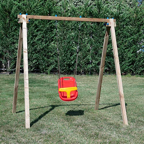 SavinOutdoor Altalena in Legno Standard N.1 Sedile a Gabbia per Bambini Piccoli