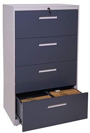Mendler Hängeregisterschrank HWC-A10, Aktenschrank Büroschrank Stahlschrank, A4 abschließbar - 132x76x46cm grau-dunkelgrau
