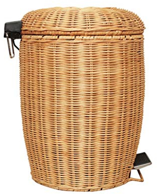 MYBA Waste Bin Rattan Trash Can Creative Apple Shape Double Layer Dustbin With Lid Waste Bin Pedal Recycle Bin for Living Room Kitchen Bin (Color : Yellow, Size : 5L)