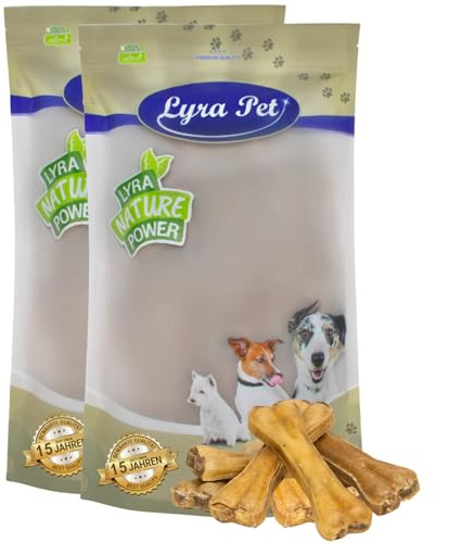 Lyra Pet® 20 STK. Kauknochen aus Rinderhaut gefüllt mit Pansen ca. 15 cm | Proteinreicher Hundeknochen - Ideal zur Zahnpflege- Langer Kaugenuss - Nährstoffreich & naturbelassen - Fettarmer Kauartikel