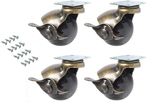 Manfâ 4 Ruedas Giratorias de Bolas con Freno,Rotación de 360 Grados,50 mm/2 Pulgadas para Muebles Auxiliar con Tornillos, para mueblesotomanos, sofás, gabinetes