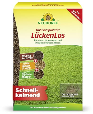Neudorff Rasenreparatur LückenLos – Zur Ausbesserung von 32 Lücken für einen dauerhaften, strapazierfähigen und grünen Rasen, schnellkeimend, 2,5 kg