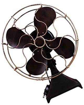IMIKEYA 1 Pc Statue De Ventilateur Rétro Chambre Fer Ventilateur Figurine De Table Antique Métallique Modèle De Mini Éventail Décoratif Classique Pupitre Bureau