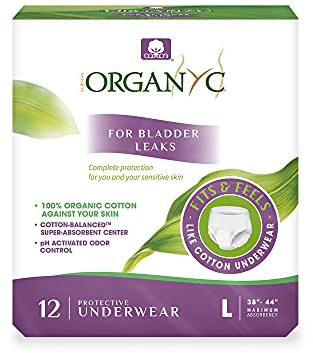 Organyc Bladder Control Underwear for Women - Organic Cotton Protective Underwear for Incontinence, Leak Protection, Odor Protection and Sensitive Skin, FSA/HSA Eligible, Large, 12 Count