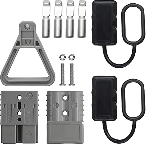 WMYCONGCONG 2 PCS 120A Battery Quick Disconnect Connector Plug Kit Jumper Cable Electrical Modular Power Connectors Wire Harness Plug for Recovery Winch Trailer Auto Car with Handle, Grey