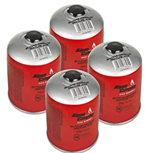 Confezione da 4 cartucce a gas Camping 500 gr butano/propano MIX ALPEN bombola di gas Campeggio Fornelli Barbecue Elettrodomestici a gas