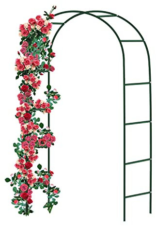 Forever Speed ​​​​Rose Arch in metallo a traliccio per rose in acciaio verniciato a polvere, decorazione e ornamento da giardino, 240 x 140 x 38 cm, verde