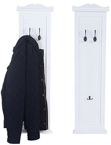 Mendler 2er-Set Garderobe T33 109x28x4cm - weiß lackiert | Wandgarderobe, Garderobenpaneel, Wandhaken, Holz