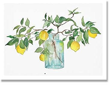 Abstrakte Gartenfrüchte Zitronenbaum Leinwand Malerei Wandkunst Aquarell Bild Poster Drucken Küche Home Decoration (Color : A, Size : 60x80cm No Frame)