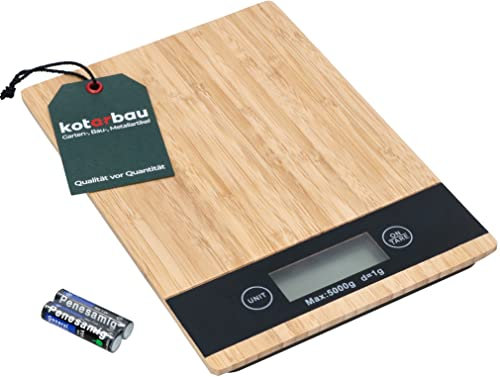 KOTARBAU® Balance de cuisine électronique en bambou jusqu'à 5 kg