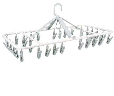 Foyer Nuage Premium hopfällbar klädhängare, torkställning i rostig plast för strumpor, underkläder, delikatesser och babykläder (32 Clips)