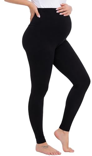 The Fancy Dress® Dam graviditetsleggings och över bula, elastisk midja - damer graviditet yoga, mjuk mjuk mjuk superstretchig ankellängd byxa plus size UK 8-22, Svart, 42