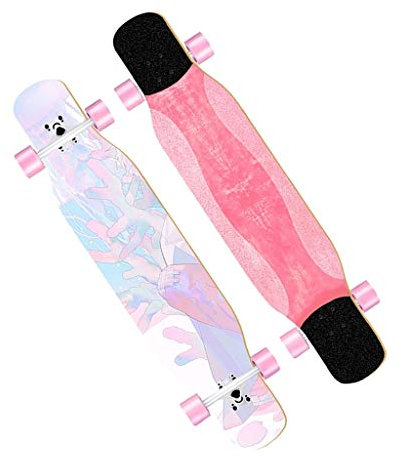 47 Zoll Longboards für Jungen Mädchen 7 Ebenen Ahornholz Longboard Drop Durch Skateboard Deck Pro Komplett Skateboards Cruiser für Kinder Erwachsene Anfänger (Color : Style I)