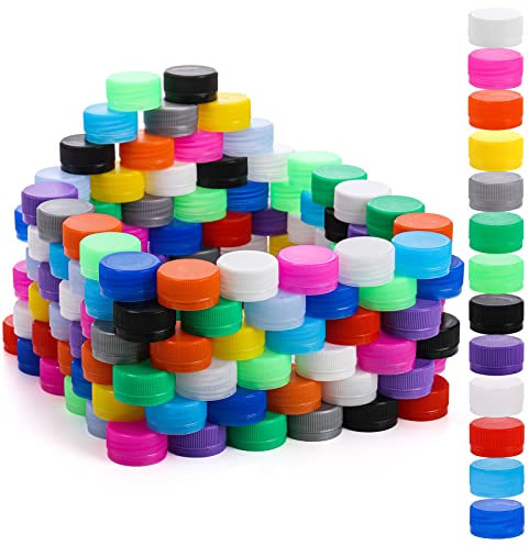 ZEAYEA 300 Pcs Plastic Bottle Caps, DIY Craft Environmental Protection Bottles Caps, Mixed Color Bottle Caps for Children Intelligence Development Kindergarten Stickers Kids DIY Craft