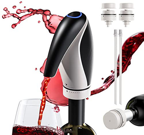 Cosyall Wine Aerator, One Touch Electric Wine Decanter and Dispenser with USB Rechargeable for Family Party Gift (Black)