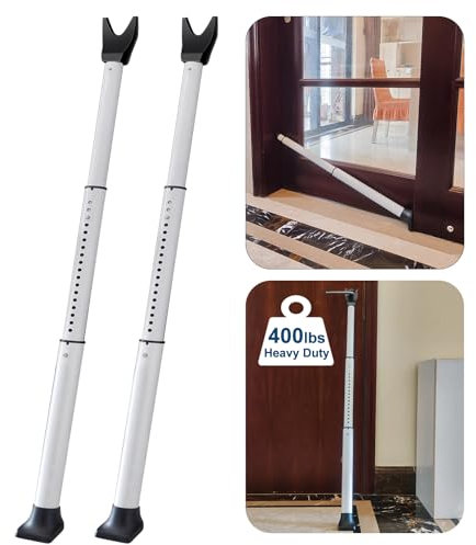 2 Pack Rerishom Door Security Bar, Door Stoppers Security bar,Heavy Duty Door Lock Security Door Jammer Door Stopper for Apartment, Hotel Room,Screen Door Hardware, Gate Lock Bar