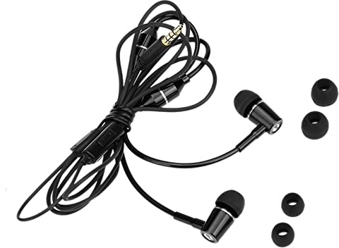 ERYUE FC12 Stereo Music Headset Air Tube 3.5mm Anti-radiation Earphone In-ear Headphone Radiation Free Noise Reduction Line Control with Mic Black for Smart Phones Desktop Notebook Tablet PC