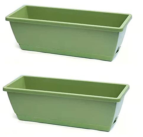 Rainure de Plantation Plastique Conteneurs de Plantation Sac Pots de Plantation Rectangulaire 42x17x15cm With Drainage Chassis Pour Extérieur, Rebord de Fenêtre, Terrasse, Jardin ( Color : Light green