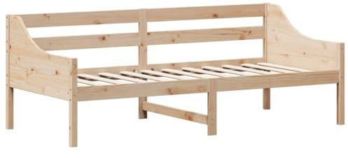 vidaXL Tagesbett, Bett mit Sperrholzlatten, Bettgestell mit Schutzgitter, Bettrahmen Holzbett Gästebett, 100x200cm Massivholz Kiefer