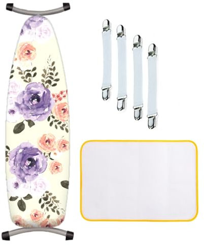 ZJBKX Copriasse da stiro con clip e panni antiscottatura, facile da montare, con coulisse, 150 x 60 cm